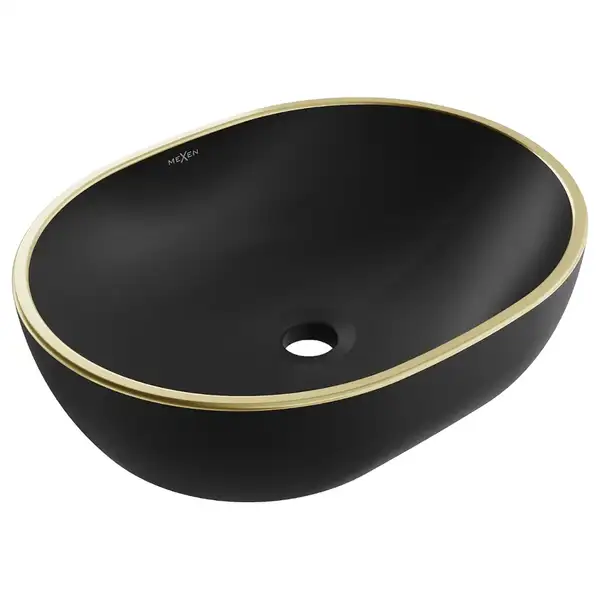 Умывальник (раковина) MEXEN VIKI BLACK GOLD EDGE накладной (MEX-21054875)