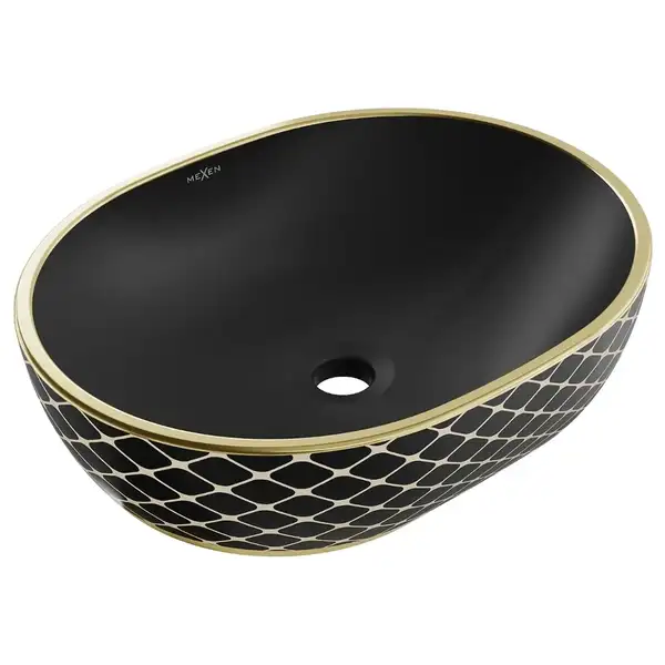 Умывальник (раковина) MEXEN VIKI BLACK DIAMOND GOLD накладной (MEX-21054879)