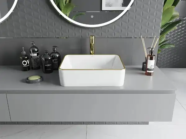 Умывальник (раковина) MEXEN CATIA WHITE GOLD EDGE накладной (MEX-21314805)