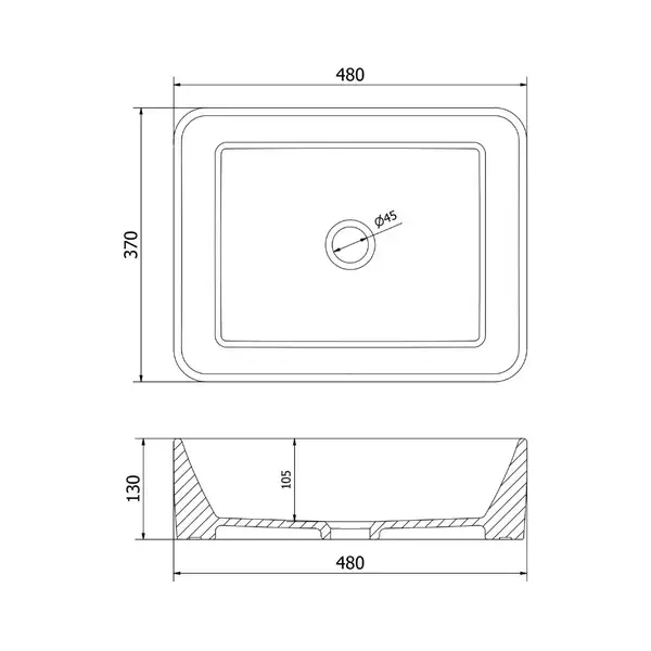 Умывальник (раковина) MEXEN CATIA WHITE GOLD EDGE накладной (MEX-21314805)
