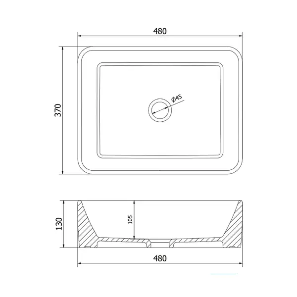 Умывальник (раковина) MEXEN CATIA BLACK GOLD EDGE накладной (MEX-21314875)
