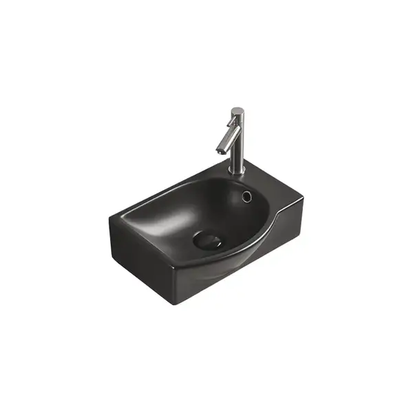 Умывальник (раковина) MEXEN MISTA 40 BLACK MATT левый накладной подвесной (MEX-22174085L)