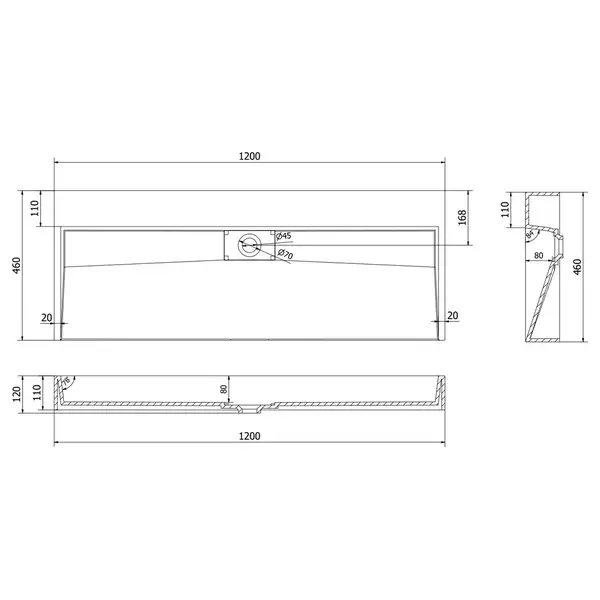 Умывальник (раковина) MEXEN AVA 120 BLACK MATT B/O накладной подвесной (MEX-23011270)