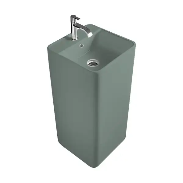 Nic-Design Умивальник окремо стоячий Nic Design Semplice 40х40х85 см з отвором під змішувач, злив у стіну, Salvia матовий (001371067) Nic-Design Умивальник окремо стоячий Nic Design Semplice 40х40х85 см з отвором під змішувач, злив у стіну, Salvia матовий (001371067)