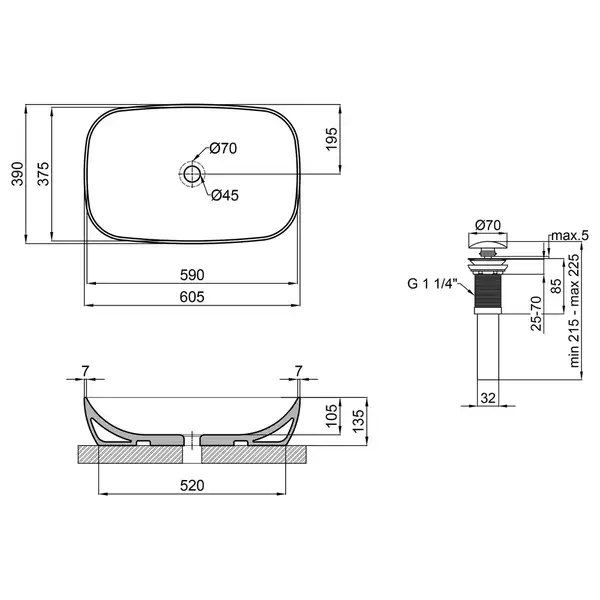 Раковина-чаша Qtap Cardinal 600х380х140 White с донным клапаном QT04117060TW Раковина-чаша Qtap Cardinal 600х380х140 White с донным клапаном QT04117060TW