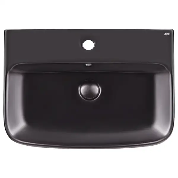 Раковина подвесная моноблок Qtap Crow 600х430х385 Matt black с донным клапаном QT0511G835MB