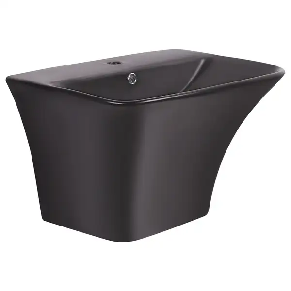 Раковина подвесная моноблок Qtap Crow 600х430х385 Matt black с донным клапаном QT0511G835MB