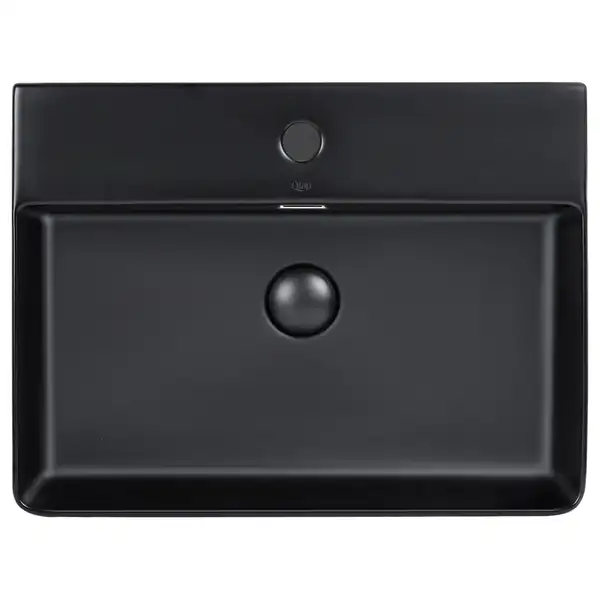 Раковина Qtap Nando LT 600х420х120 Matt black с донным клапаном QT12112173MBMB