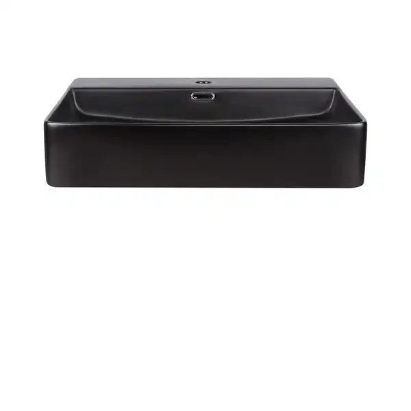 Раковина Qtap Nando LT 600х420х120 Matt black с донным клапаном QT12112173MBMB