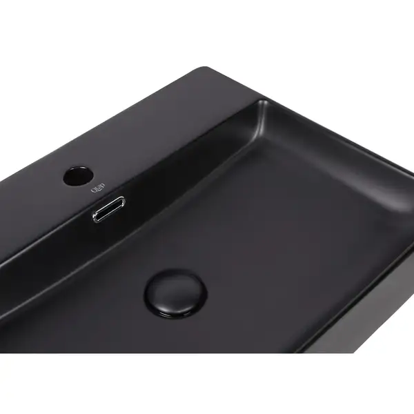 Раковина Qtap Nando LT 600х420х120 Matt black с донным клапаном QT12112173MBMB