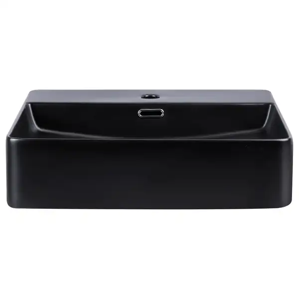 Раковина Qtap Nando LT 500х420х120 Matt black с донным клапаном QT12112173SMBMB