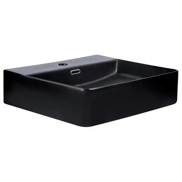 Раковина Qtap Nando LT 500х420х120 Matt black с донным клапаном QT12112173SMBMB