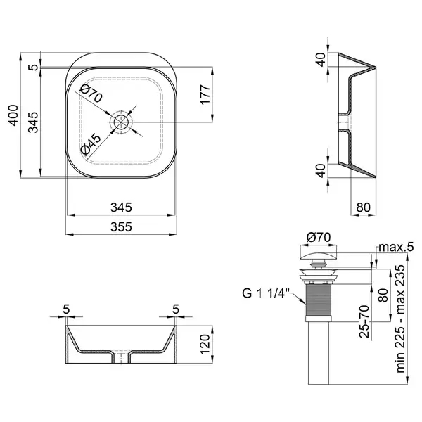 Раковина-чаша Qtap Scorpio 350х390х120 White с донным клапаном QT14112241W