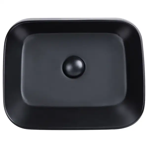 Раковина Qtap Scorpio 450х390х120 Matt black с донным клапаном QT14112242MBMB