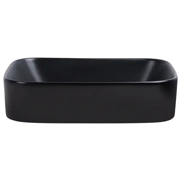 Раковина Qtap Scorpio 450х390х120 Matt black с донным клапаном QT14112242MBMB