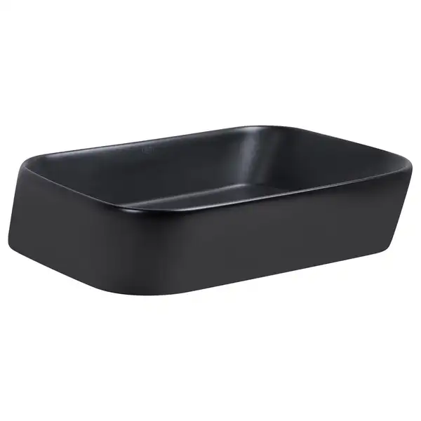 Раковина Qtap Scorpio 450х390х120 Matt black с донным клапаном QT14112242MBMB