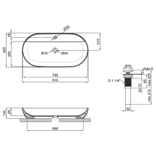 Раковина-чаша Qtap Scorpio 815х410х135 White с донным клапаном QT142203PW Раковина-чаша Qtap Scorpio 815х410х135 White с донным клапаном QT142203PW