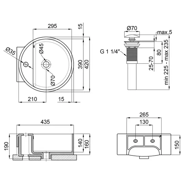 Раковина-чаша Qtap Swan 425х435х195 White с донным клапаном QT1611A005W