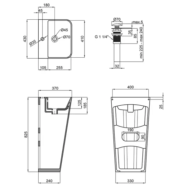 Раковина напольная моноблок Qtap Tern 440х380х830mm White с донным клапаном QT1711G302W