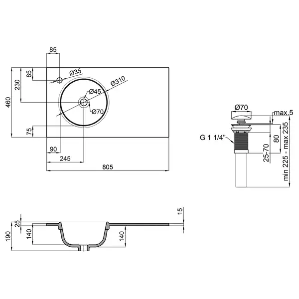 Раковина Qtap Virgo 800х460х300 White с донным клапаном QT1811FL8130ALLW