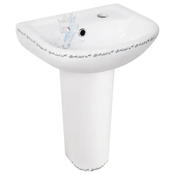 Раковина напольная с пьедесталом Qtap Baby 375x305x520 White с рисунком, с донным клапаном QT2311LP304BW (QT2311LP304BEWD)