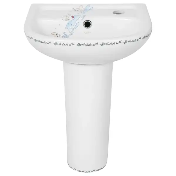 Раковина напольная с пьедесталом Qtap Baby 375x305x520 White с рисунком, с донным клапаном QT2311LP304BW (QT2311LP304BEWD)