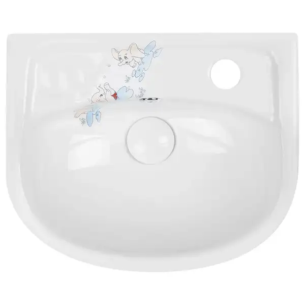 Раковина напольная с пьедесталом Qtap Baby 375x305x520 White с рисунком, с донным клапаном QT2311LP304BW (QT2311LP304BEWD)