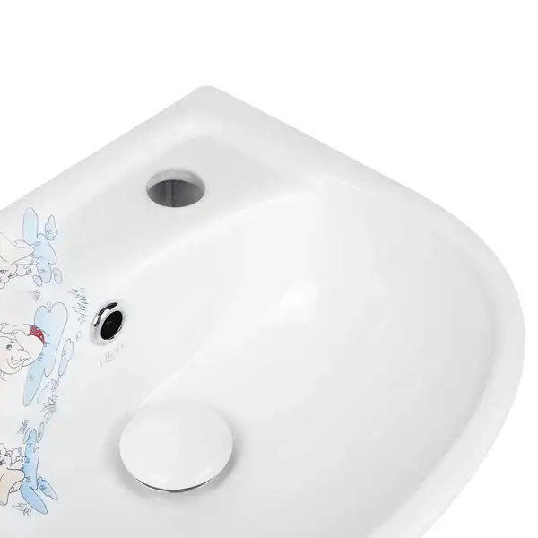 Раковина напольная с пьедесталом Qtap Baby 375x305x520 White с рисунком, с донным клапаном QT2311LP304BW (QT2311LP304BEWD)