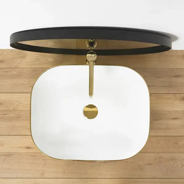 Умывальник (раковина) REA FLORIA BRUSHED GOLD WHITE накладной (REA-U0027)