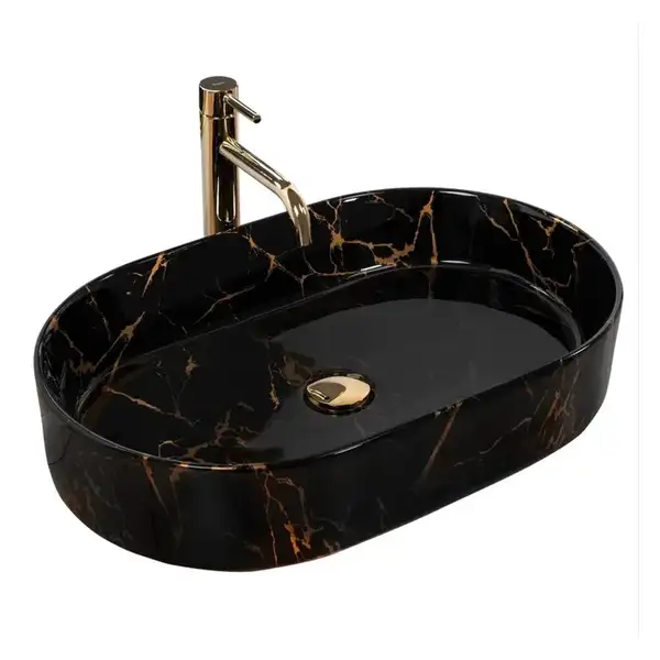 Умывальник (раковина) REA NADIA BLACK MARBLE SHINY накладной (REA-U0539)