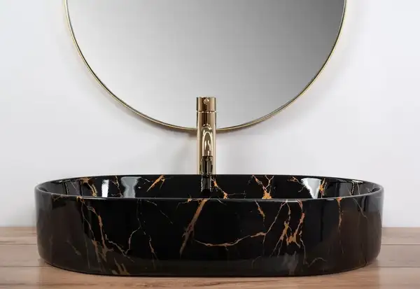 Умывальник (раковина) REA NADIA BLACK MARBLE SHINY накладной (REA-U0539)