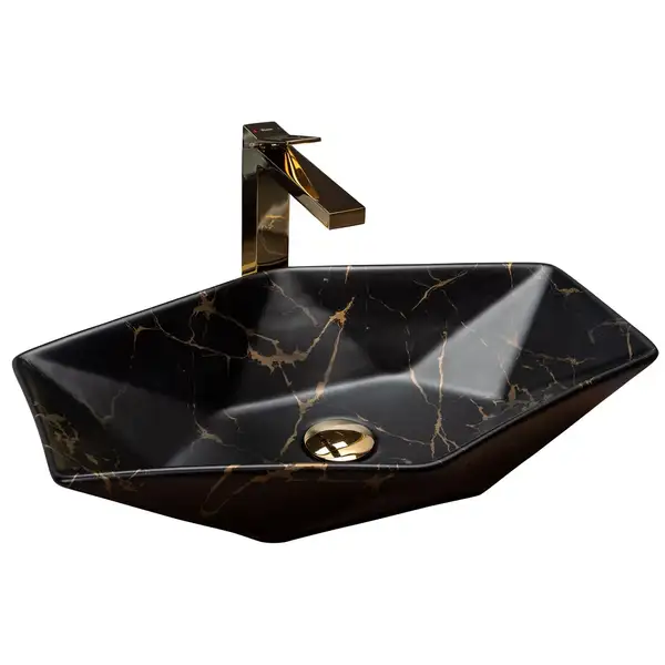 Умивальник (раковина) REA VEGAS MARBLE BLACK MAT накладний чорний (REA-U0994) Умивальник (раковина) REA VEGAS MARBLE BLACK MAT накладний чорний (REA-U0994)