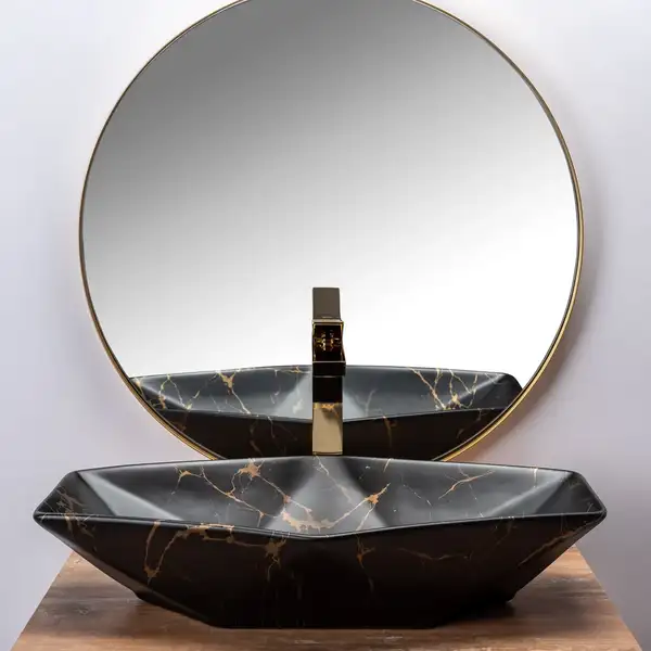 Умивальник (раковина) REA VEGAS MARBLE BLACK MAT накладний чорний (REA-U0994) Умивальник (раковина) REA VEGAS MARBLE BLACK MAT накладний чорний (REA-U0994)
