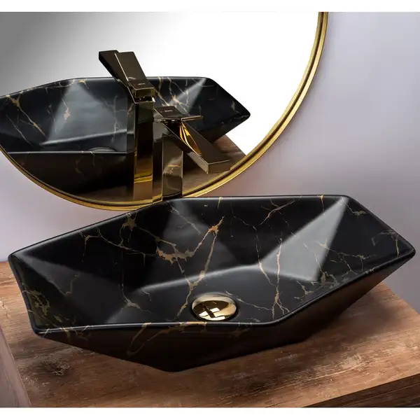Умивальник (раковина) REA VEGAS MARBLE BLACK MAT накладний чорний (REA-U0994) Умивальник (раковина) REA VEGAS MARBLE BLACK MAT накладний чорний (REA-U0994)