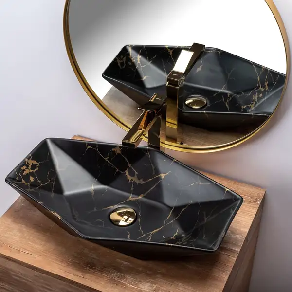 Умивальник (раковина) REA VEGAS MARBLE BLACK MAT накладний чорний (REA-U0994) Умивальник (раковина) REA VEGAS MARBLE BLACK MAT накладний чорний (REA-U0994)