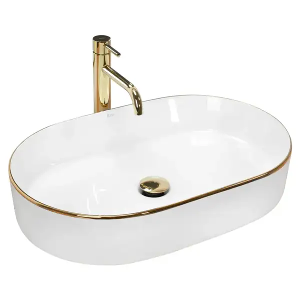 Умывальник (раковина) REA NADIA WHITE GOLD EDGE накладной (REA-U1063) Умывальник (раковина) REA NADIA WHITE GOLD EDGE накладной (REA-U1063)