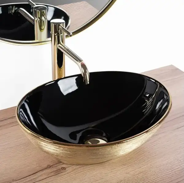 Умывальник (раковина) REA SOFIA BRUSHED GOLD BLACK накладной (REA-U3310)