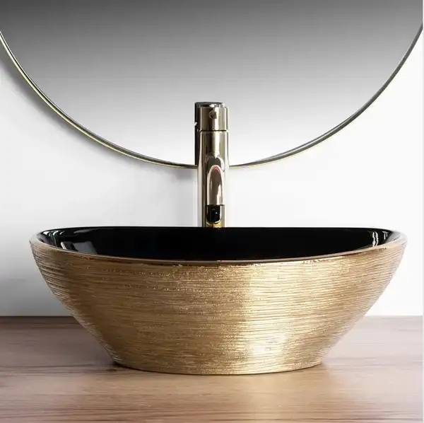 Умывальник (раковина) REA SOFIA BRUSHED GOLD BLACK накладной (REA-U3310)