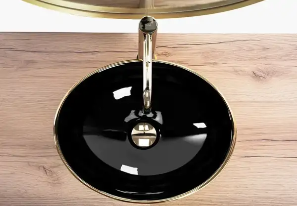 Умывальник (раковина) REA SOFIA BRUSHED GOLD BLACK накладной (REA-U3310)