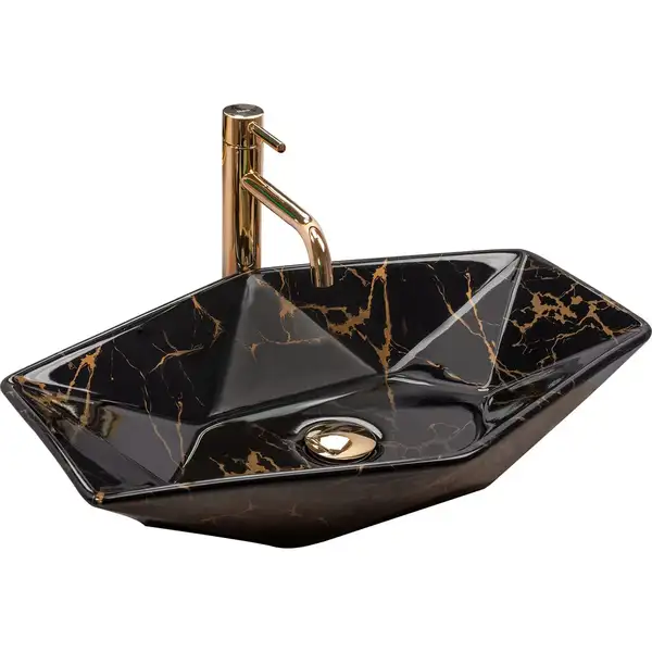 Умывальник (раковина) REA VEGAS BLACK MARBLE SHINY накладной черный (REA-U5603) Умывальник (раковина) REA VEGAS BLACK MARBLE SHINY накладной черный (REA-U5603)