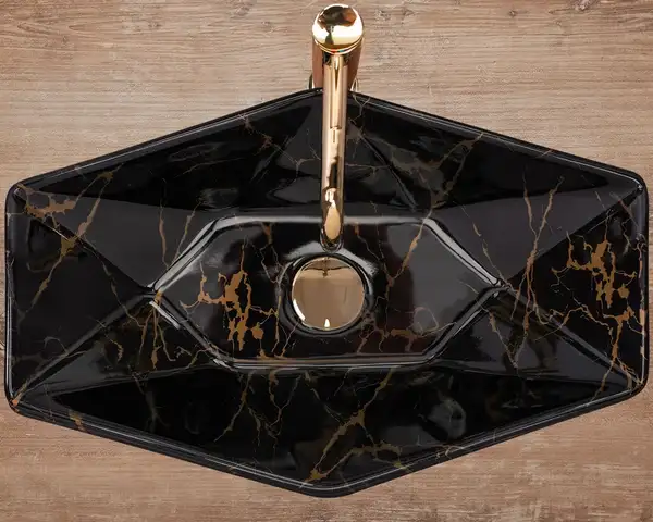Умывальник (раковина) REA VEGAS BLACK MARBLE SHINY накладной черный (REA-U5603) Умывальник (раковина) REA VEGAS BLACK MARBLE SHINY накладной черный (REA-U5603)