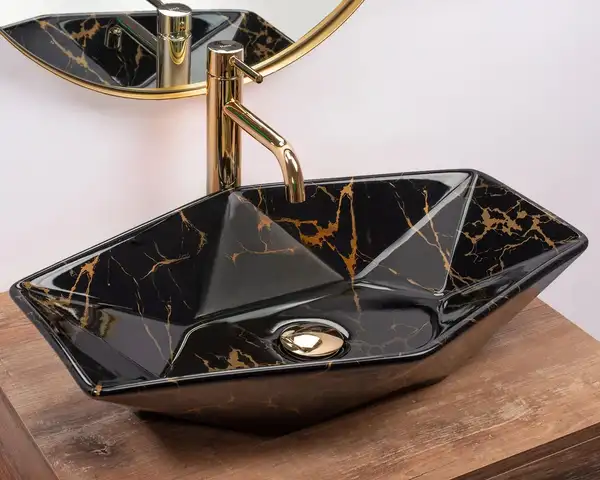 Умывальник (раковина) REA VEGAS BLACK MARBLE SHINY накладной черный (REA-U5603) Умывальник (раковина) REA VEGAS BLACK MARBLE SHINY накладной черный (REA-U5603)