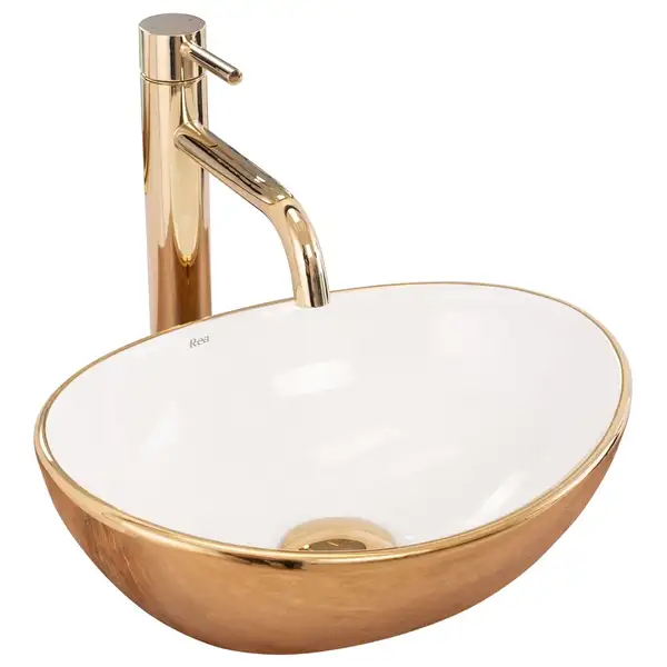 Умывальник (раковина) REA SOFIA MINI GOLD WHITE накладной (REA-U6334)