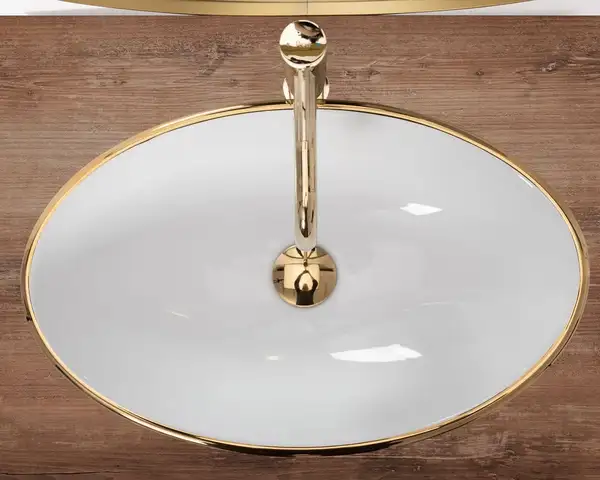Rea Pamela Gold White Умивальник накладний, білий/золото (REA-U6345) Rea Pamela Gold White Умивальник накладний, білий/золото (REA-U6345)
