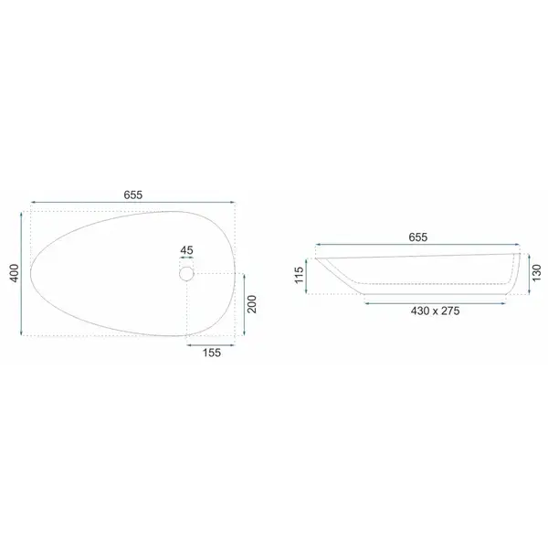 Rea Greta 65 Умивальник накладний, білий блискучий (REA-U6501)