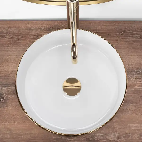Умывальник (раковина) REA SAMI WHITE BRUSHED GOLD накладной (REA-U6630) Умывальник (раковина) REA SAMI WHITE BRUSHED GOLD накладной (REA-U6630)