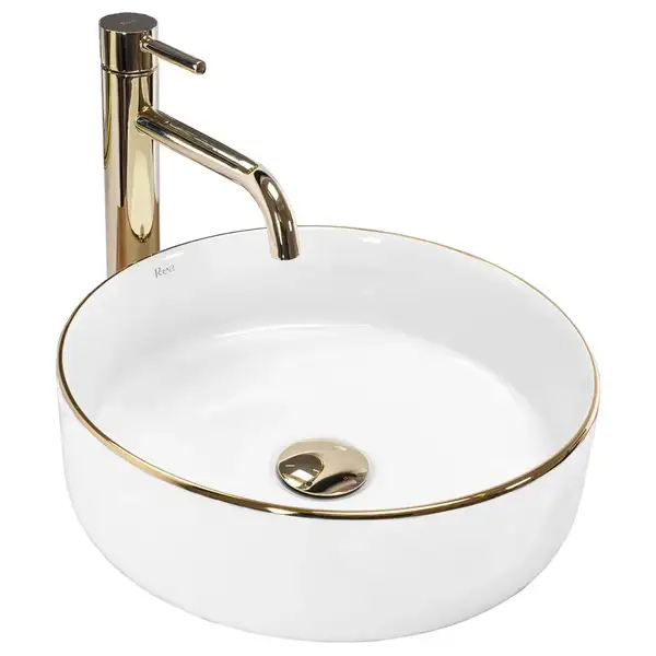 Rea SAMI GOLD EDGE Умивальник накладний, білий (REA-U6758) Rea SAMI GOLD EDGE Умивальник накладний, білий (REA-U6758)