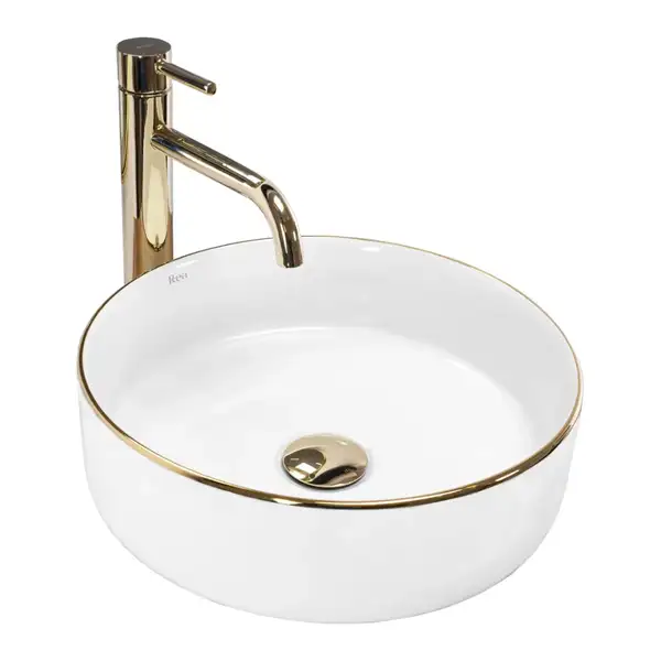 Rea SAMI GOLD EDGE Умивальник накладний, білий (REA-U6758) Rea SAMI GOLD EDGE Умивальник накладний, білий (REA-U6758)