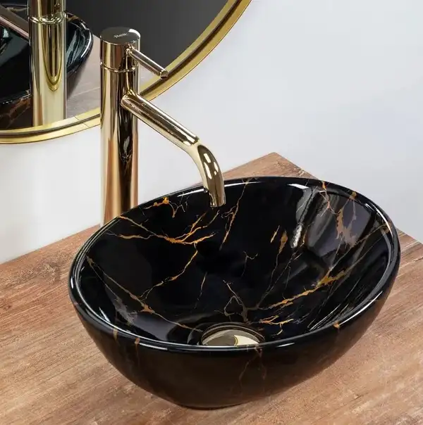 Умывальник (раковина) REA SOFIA MINI BLACK MARBLE SHINY накладной (REA-U6963) Умывальник (раковина) REA SOFIA MINI BLACK MARBLE SHINY накладной (REA-U6963)