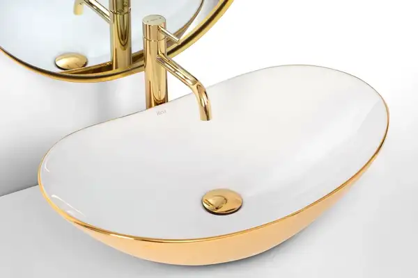 Умывальник (раковина) REA ROYAL GOLD WHITE накладной (REA-U7808)